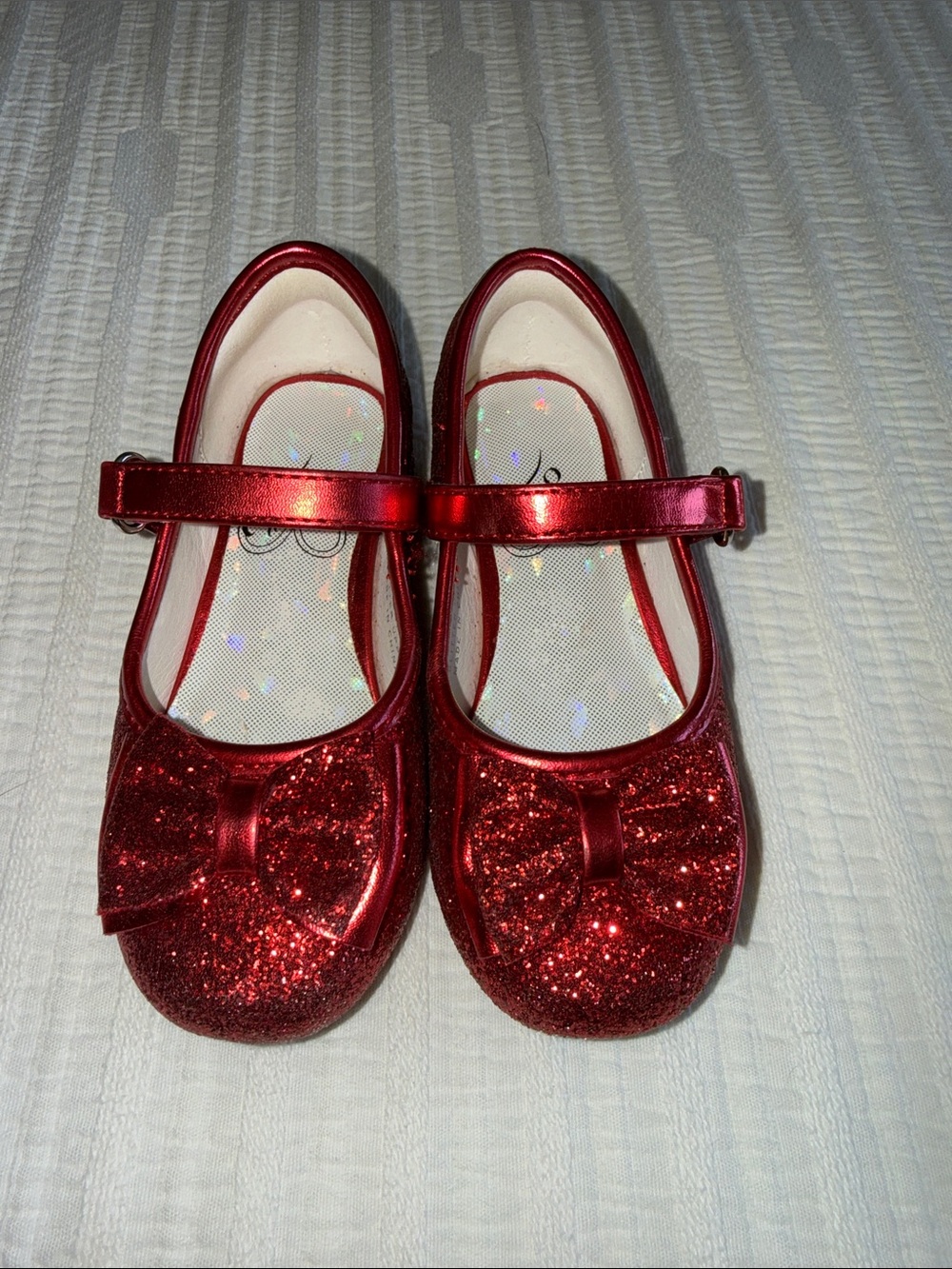 child of mine Sparkling Red Glitter Mary Jane Shoes with Bow Strap